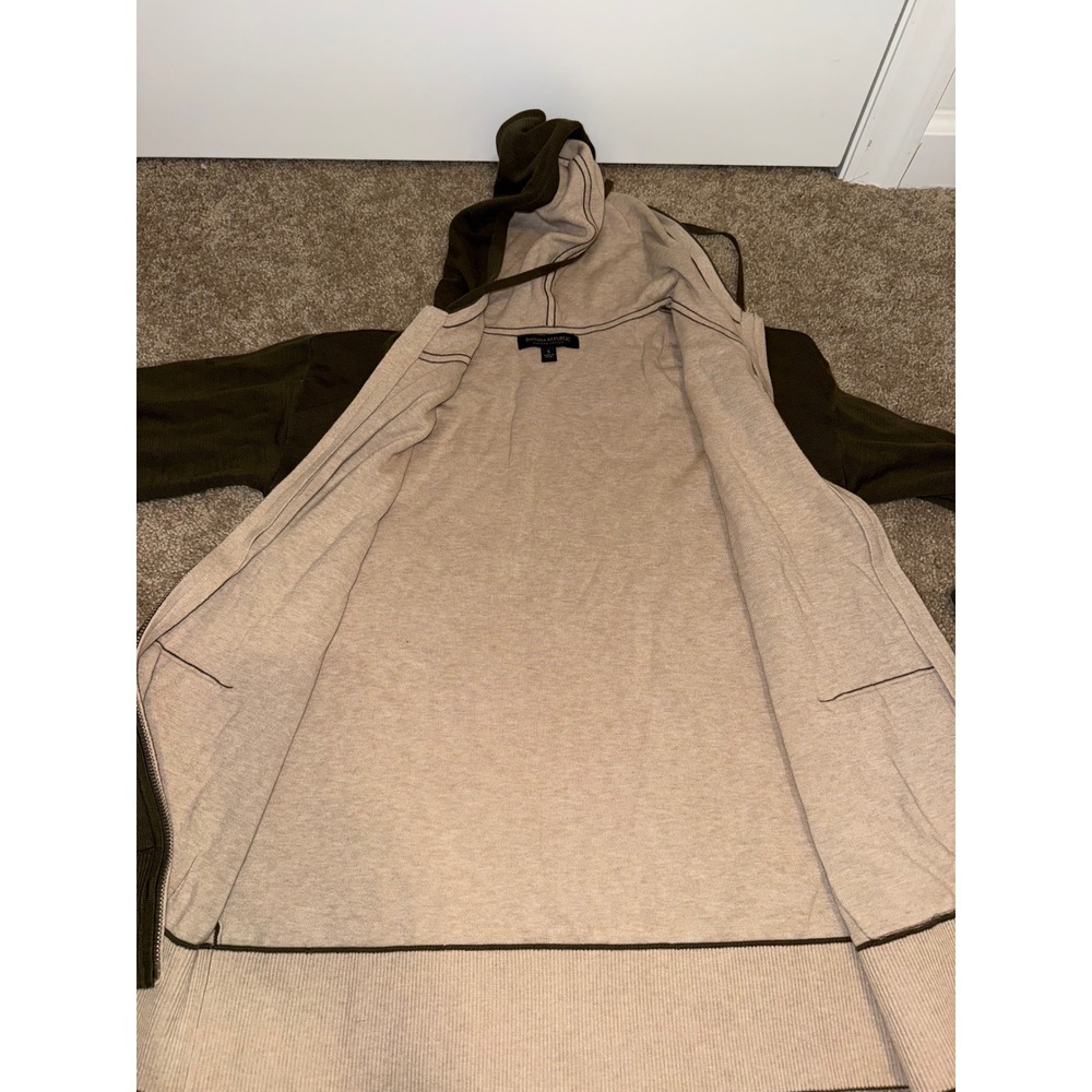 Banana Republic Hoodie Women S Olive Green Tan Supima Cotton Zip Up Sweater - Picture 4 of 6
